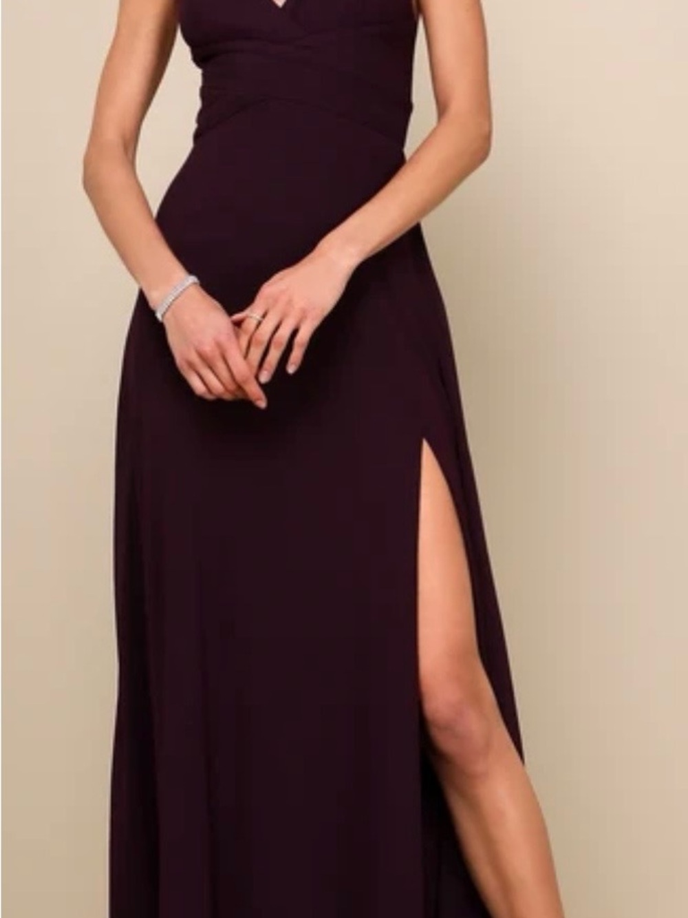 Elegant V-Neck Burgundy Evening Dress